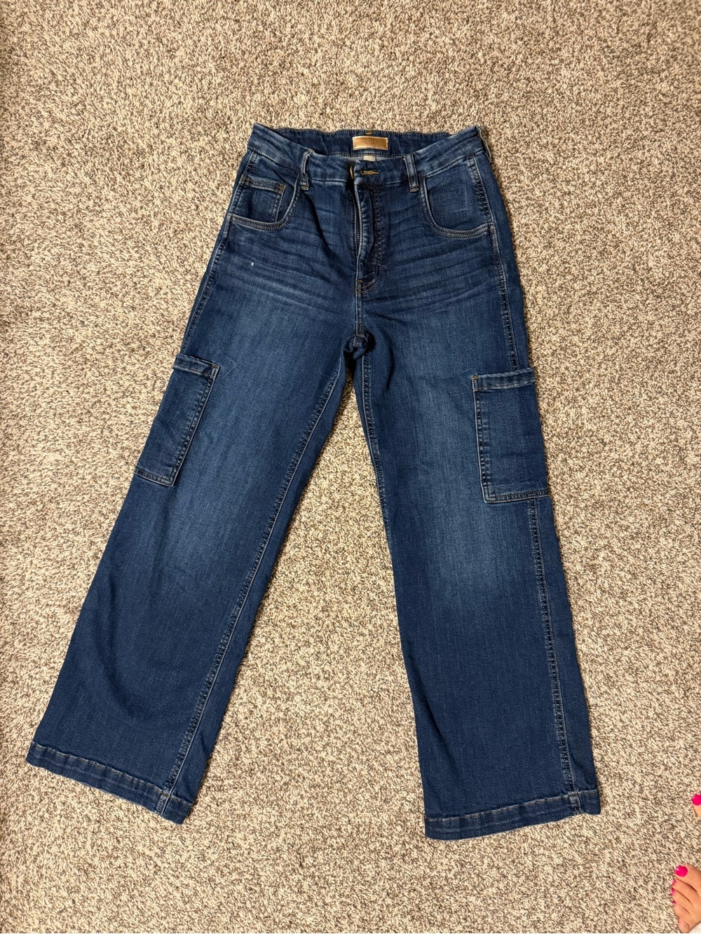 Kut from the Kloth Women's Wide Leg Dark Blue Cargo Jeans